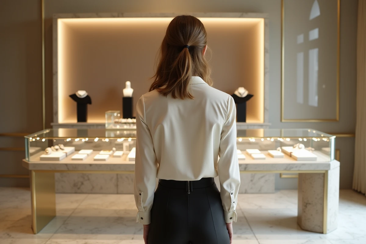 Boutique de luxe LVMH présentant des pièces de haute joaillerie et horlogerie artisanale
