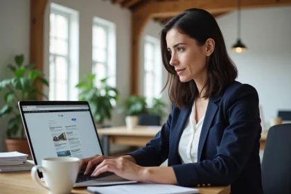 Consultante en référencement local à Strasbourg travaillant sur une stratégie SEO Google pour attirer des clients en Alsace