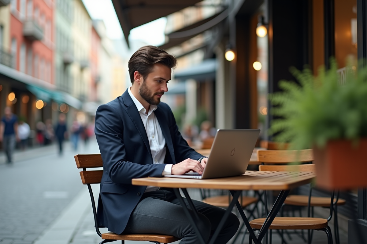 Entrepreneur travaillant en extérieur en ville