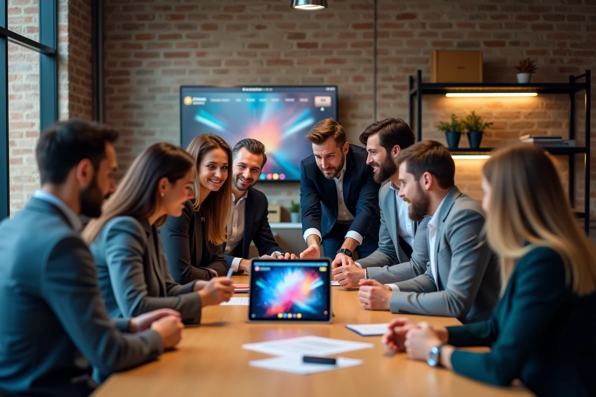 Equipe diverse en réunion collaborant autour d