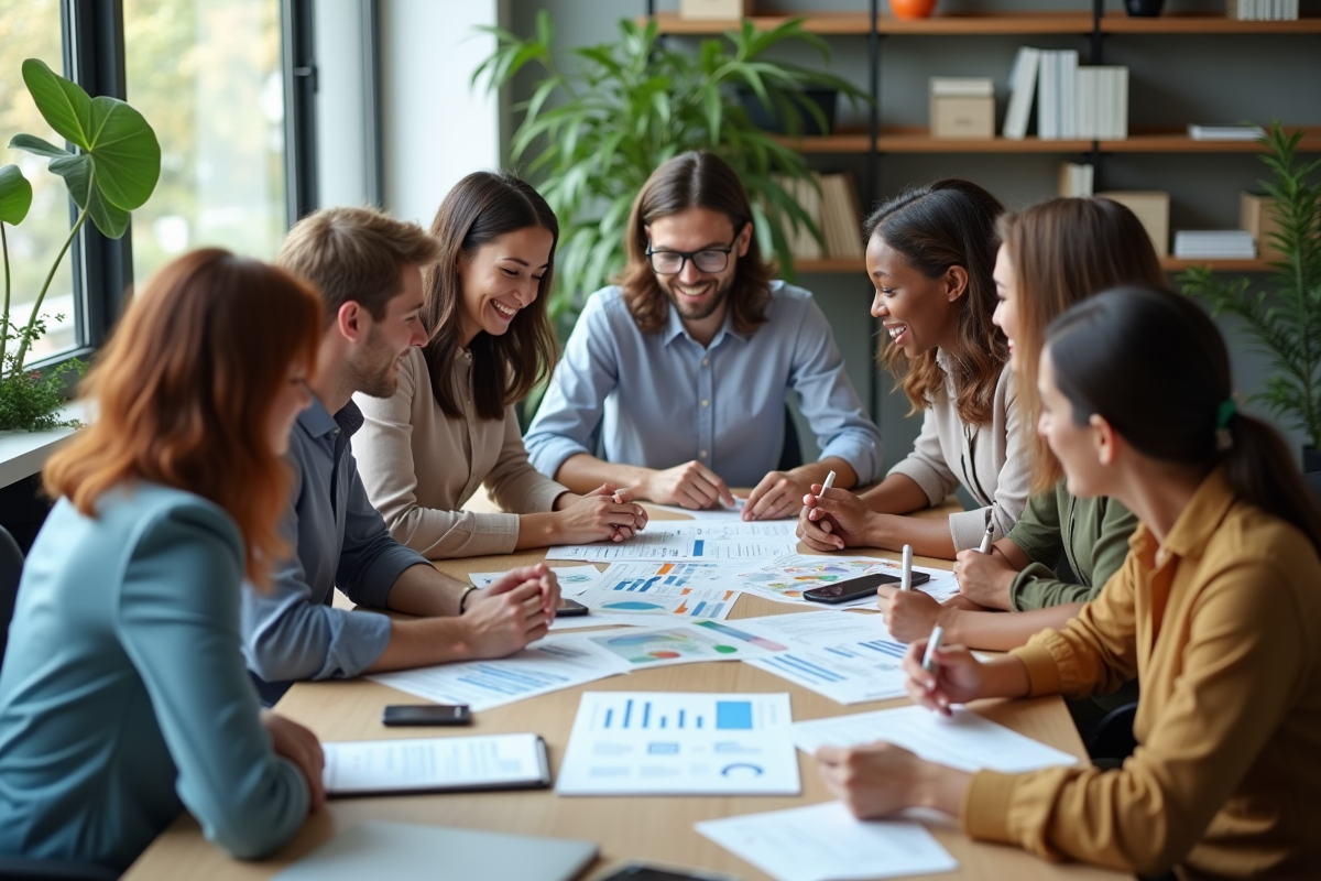 Equipe d accountants en réunion dans une salle lumineuse