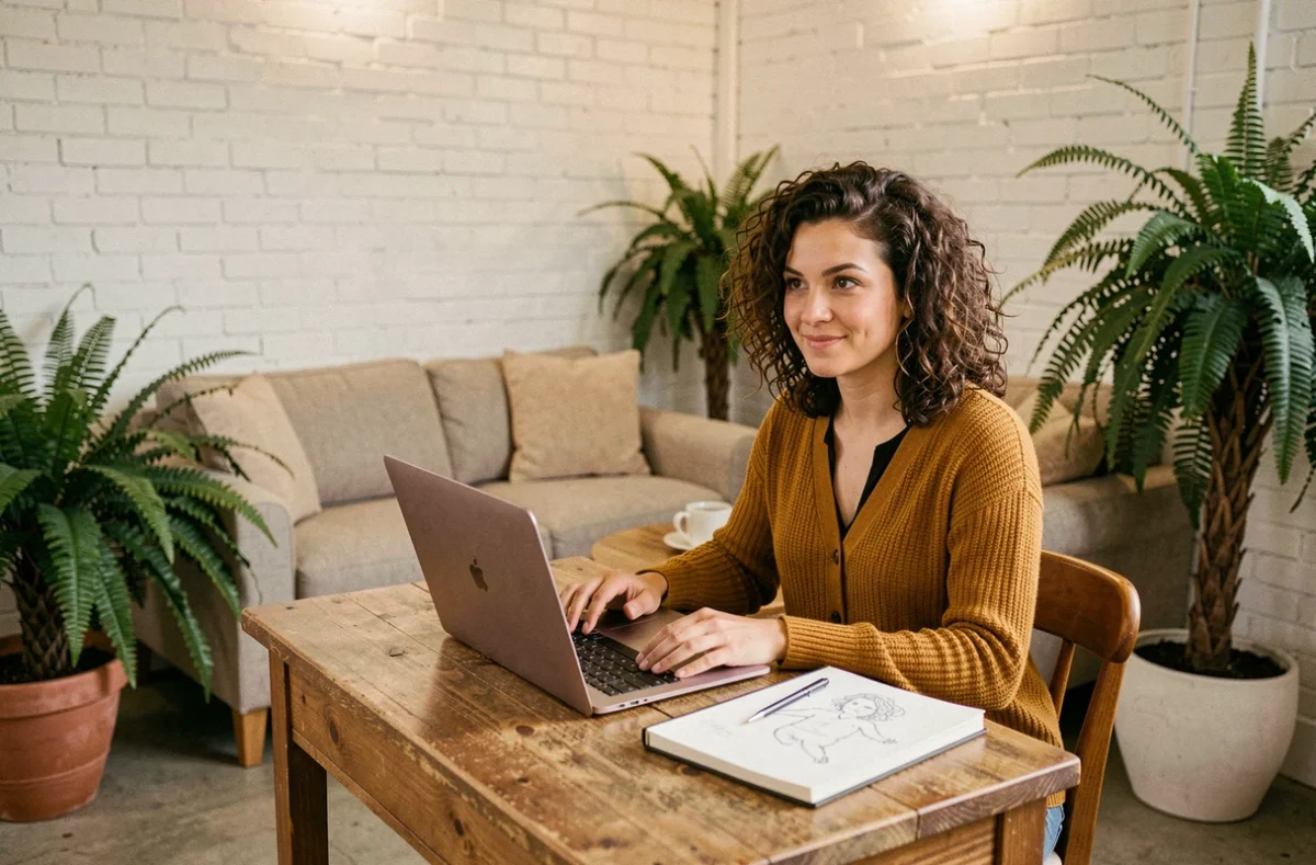 Femme créative travaillant dans un cadre chaleureux à l'espace de coworking d'Osny