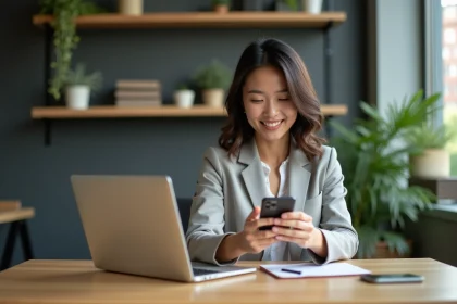 Jeune femme professionnelle travaillant sur son ordinateur dans un espace coworking