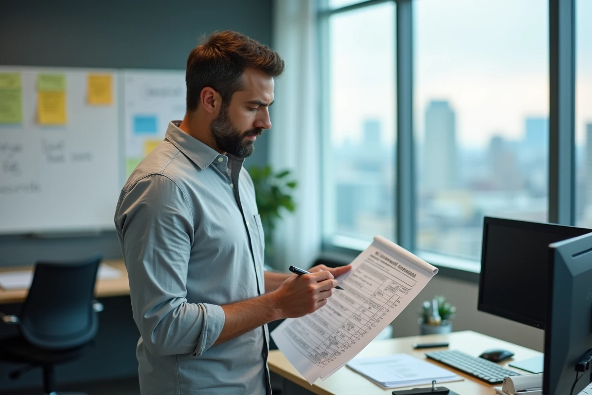 Gestionnaire de paie consultant un tableau de classification des catégories socioprofessionnelles au bureau