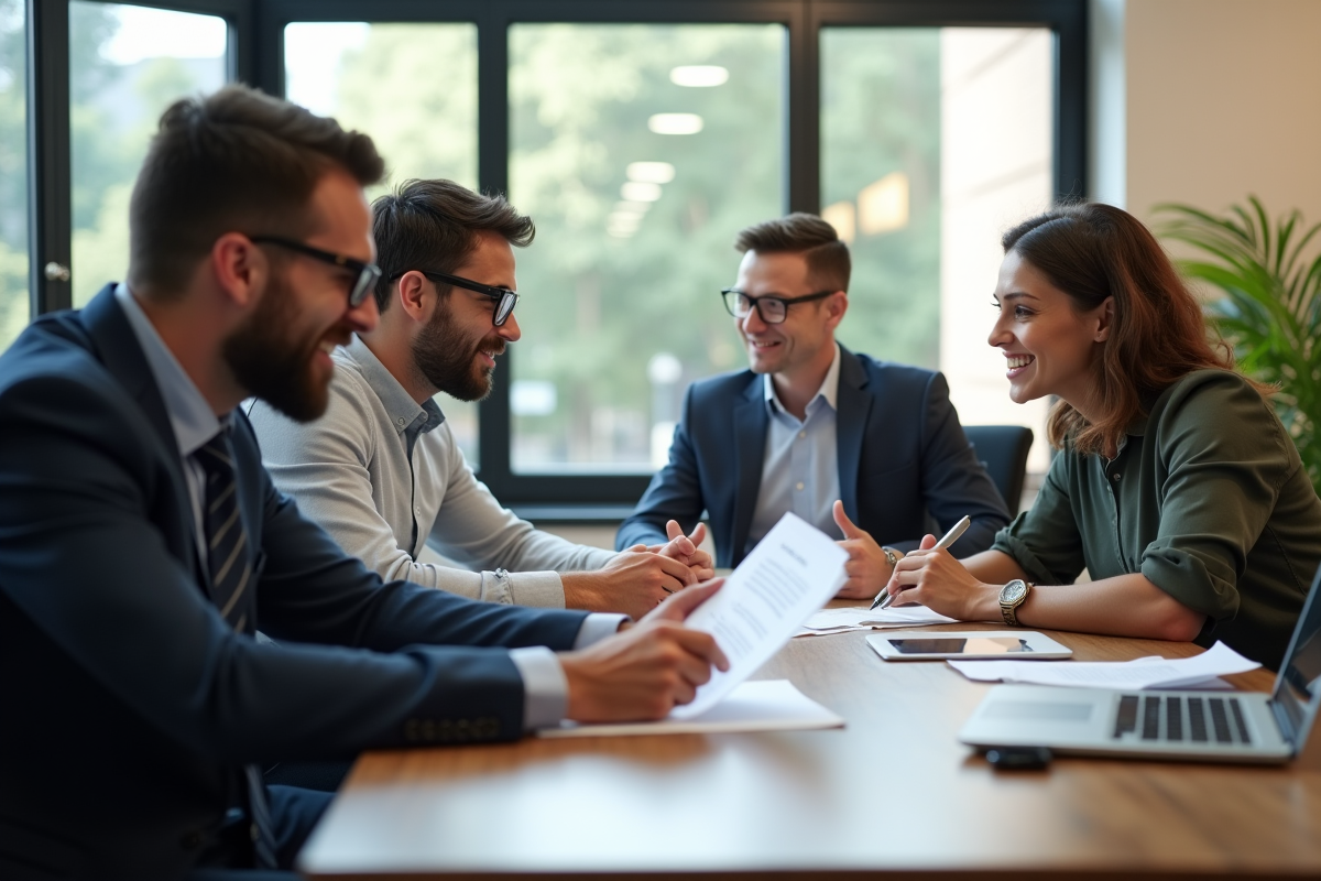 Groupe d'adultes divers travaillant ensemble au bureau
