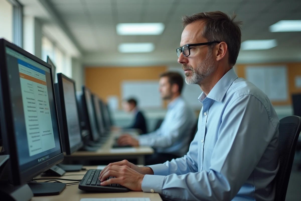 Homme en recherche d emploi dans un bureau public