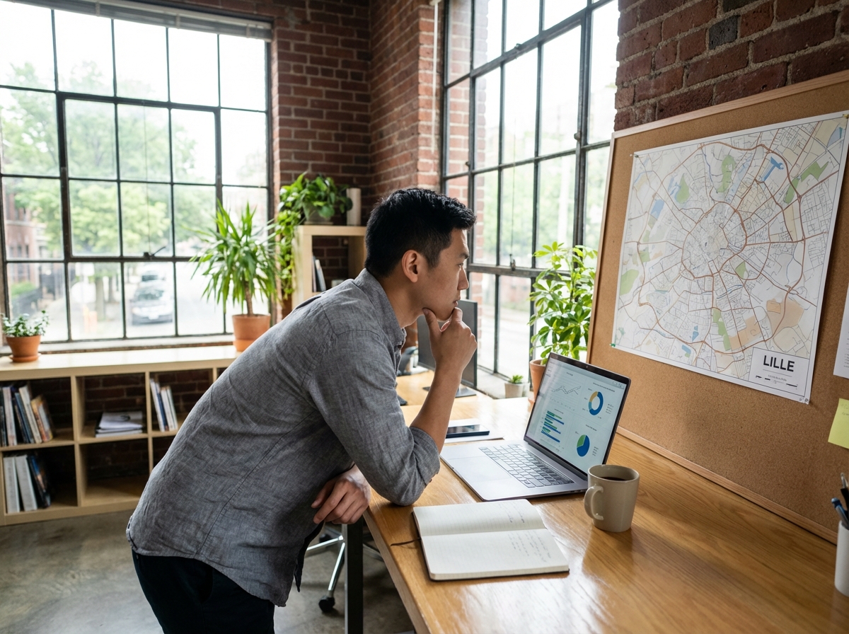 Jeune homme travaillant dans un bureau à Lille