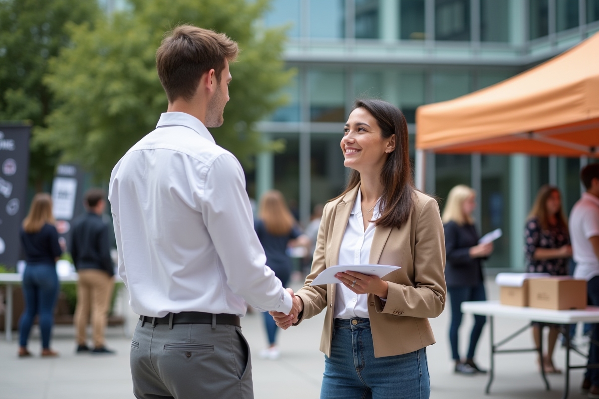 Jeune homme serrant la main d