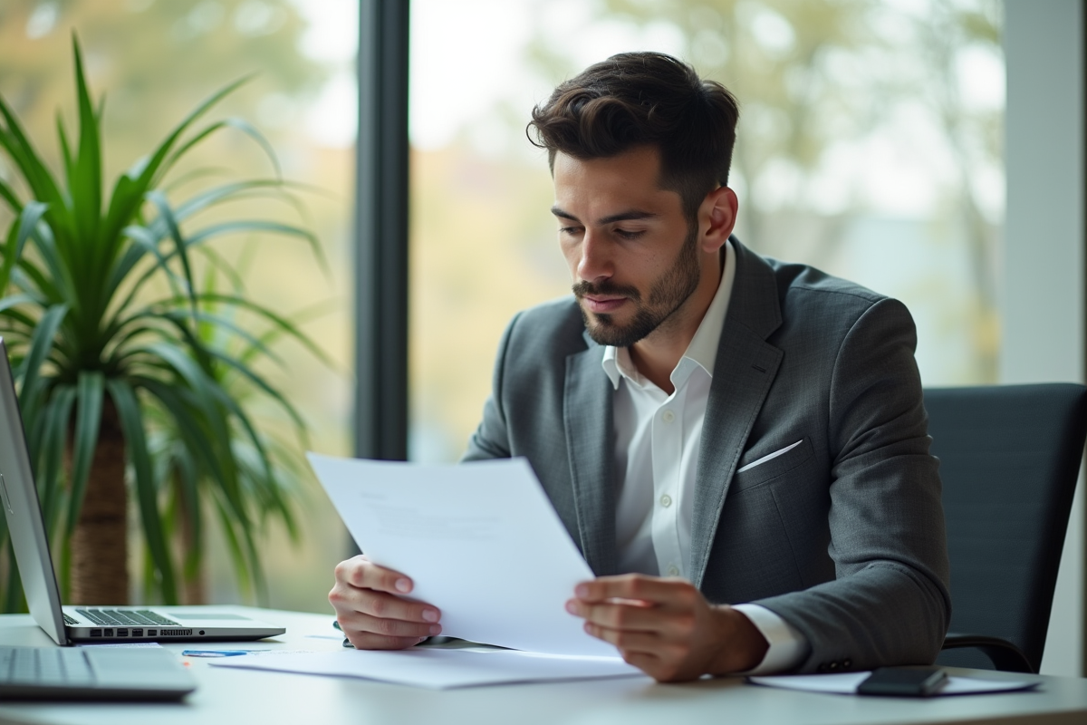 Personne confiante lisant une offre d emploi dans un bureau lumineux